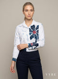 White / Navy Floral Shirt