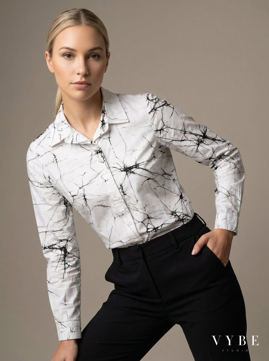 White / Black Marble Shirt