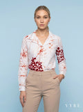White / Rust Botanical Batik Shirt