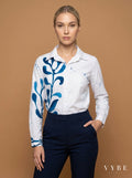 White / Blue Botanical Shirt
