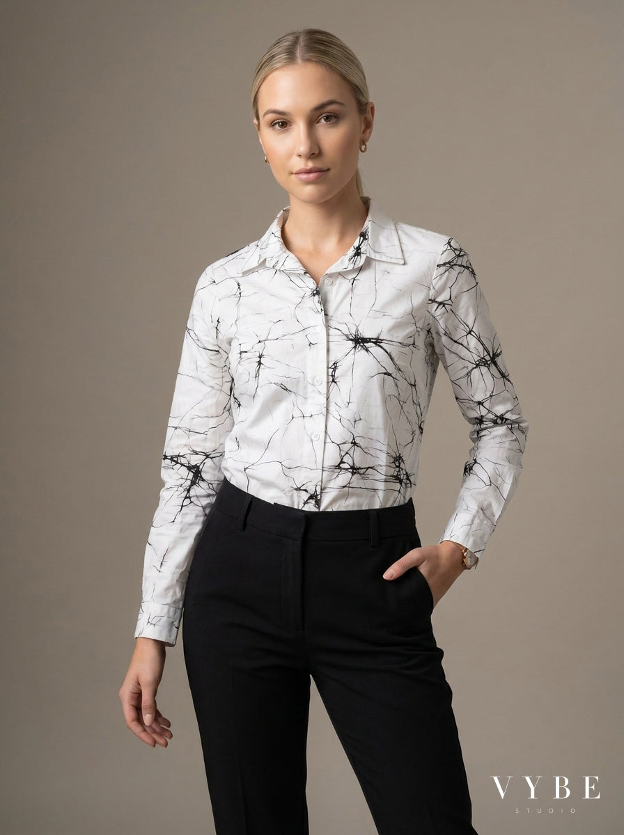 White / Black Marble Shirt