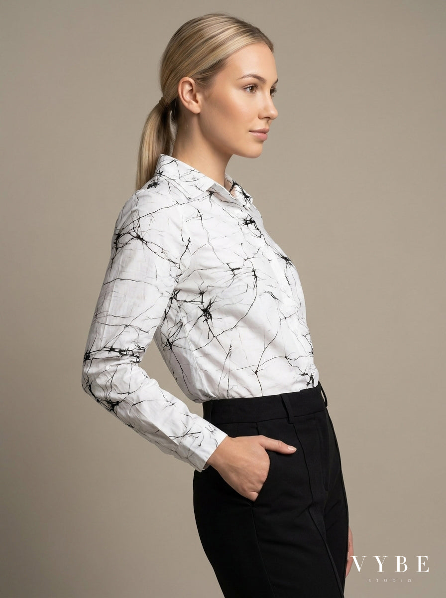 White / Black Marble Shirt
