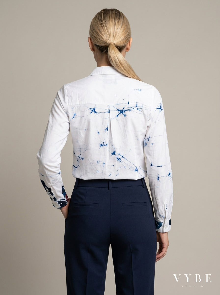 White / Navy Floral Shirt