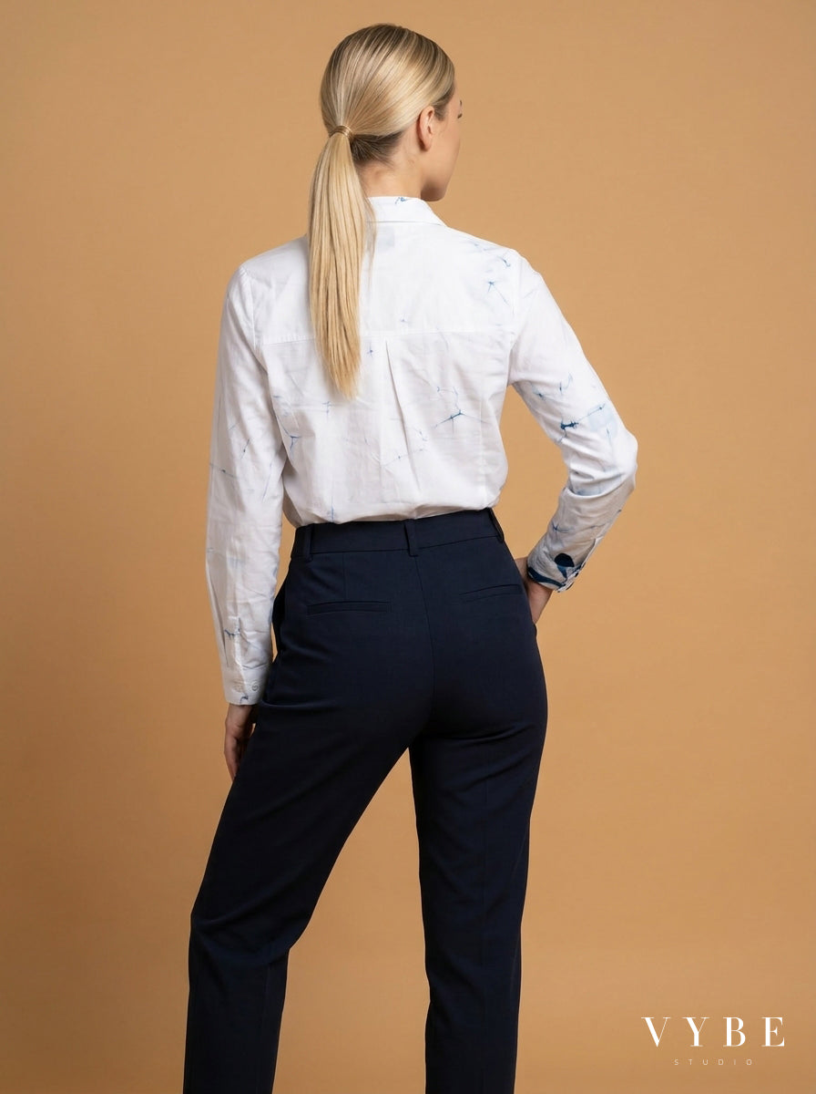 White / Blue Botanical Shirt