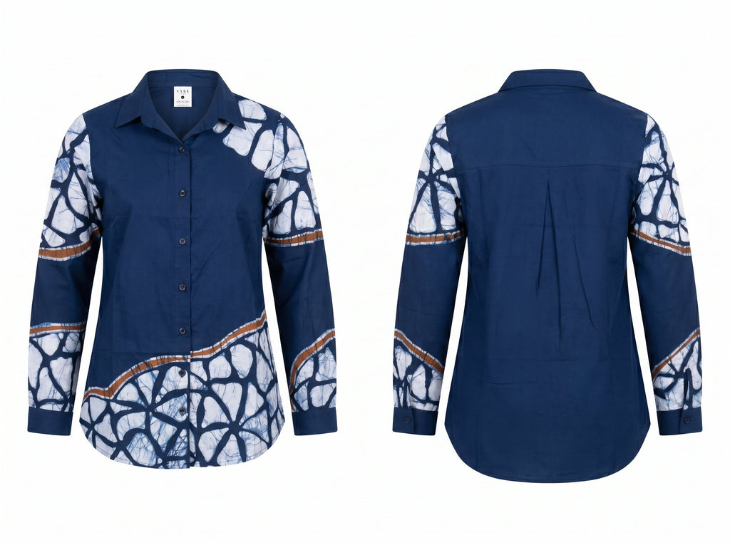 Navy Batik Panel Shirt