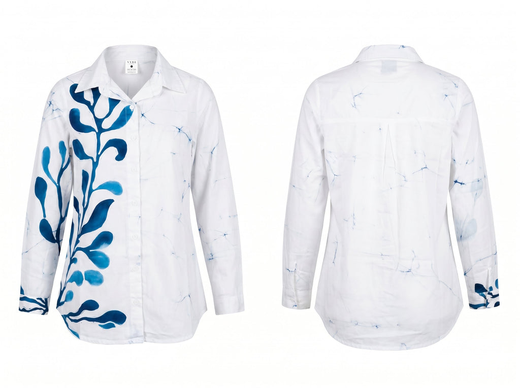 White / Blue Botanical Shirt