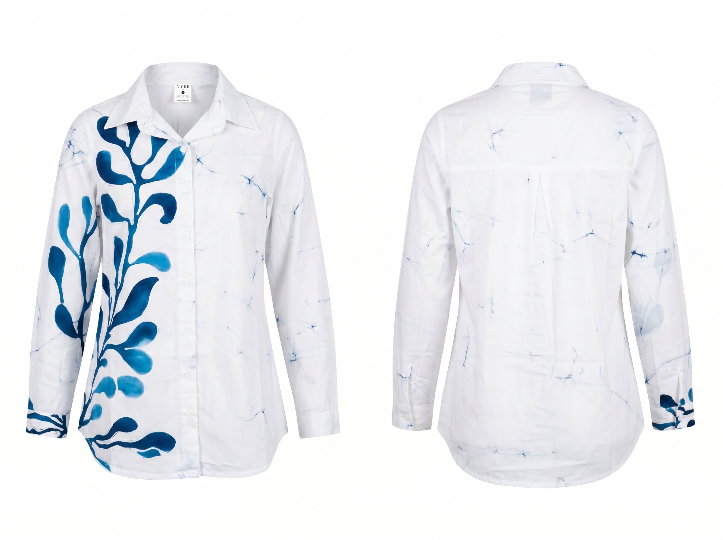 White / Blue Botanical Shirt