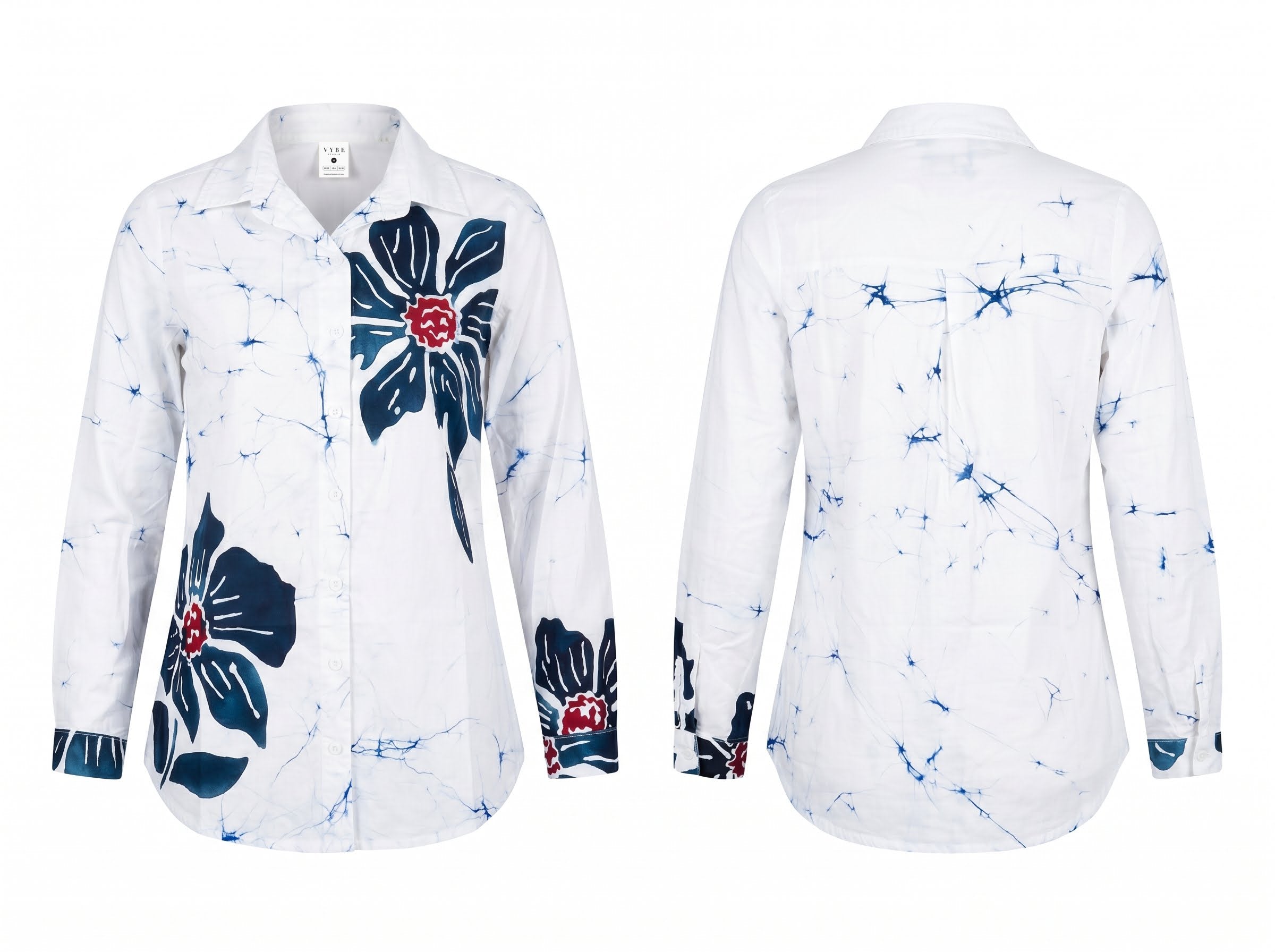 White / Navy Floral Shirt