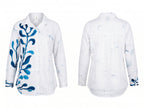 Elegant blue botanical officewear shirt for women VYBE Studio