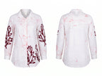 Elegant burgundy floral office shirt for women Vybe Studio