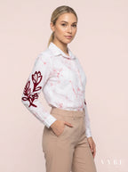 Feminine floral batik boutique officewear top