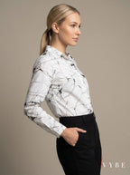 Modern monochrome marble print officewear top