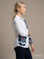 Modern navy floral women’s workwear fashion