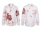 Modern women’s rust batik workwear shirt Both Sides