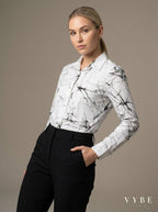 Scandinavian-inspired women’s office fashion shirt