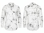 Woman wearing White and Black Marble Shirt by VYBE Studio